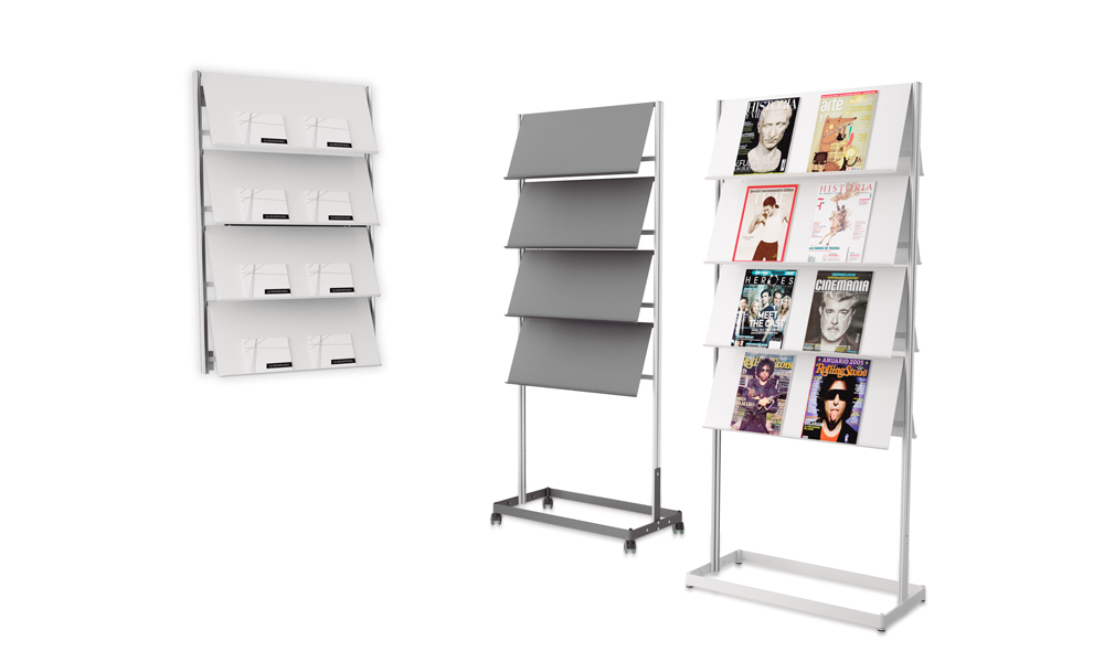Flap. Vertical display for magazines, newspapers, catalogues, brochures...